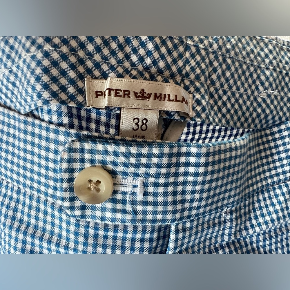 Peter Millar Blue White Gingham Checkered Plaid S… - image 4